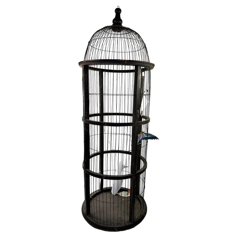 French Rustic 1860s Napoléon III Wooden Birdcage with Scrolling Metal  Motifs For Sale at 1stDibs | wooden cage for birds, wood cage for birds,  french birdcage