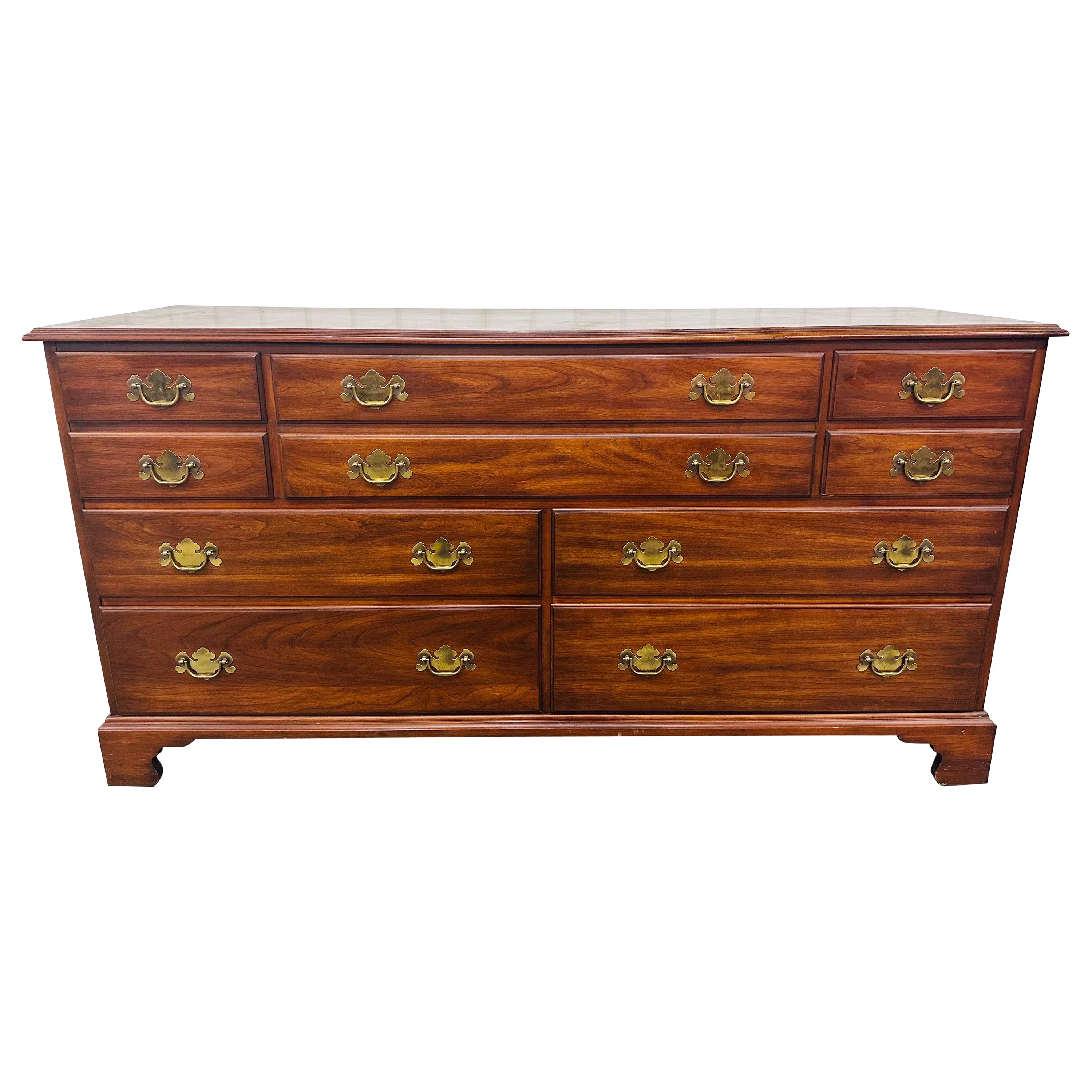 Vintage Henkel Harris 10-Drawer Cherry Wood Dresser