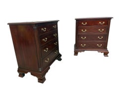 Vintage Henkel Harris 2007 Mahogany Bachelor Chest Nightstands - Set of 2