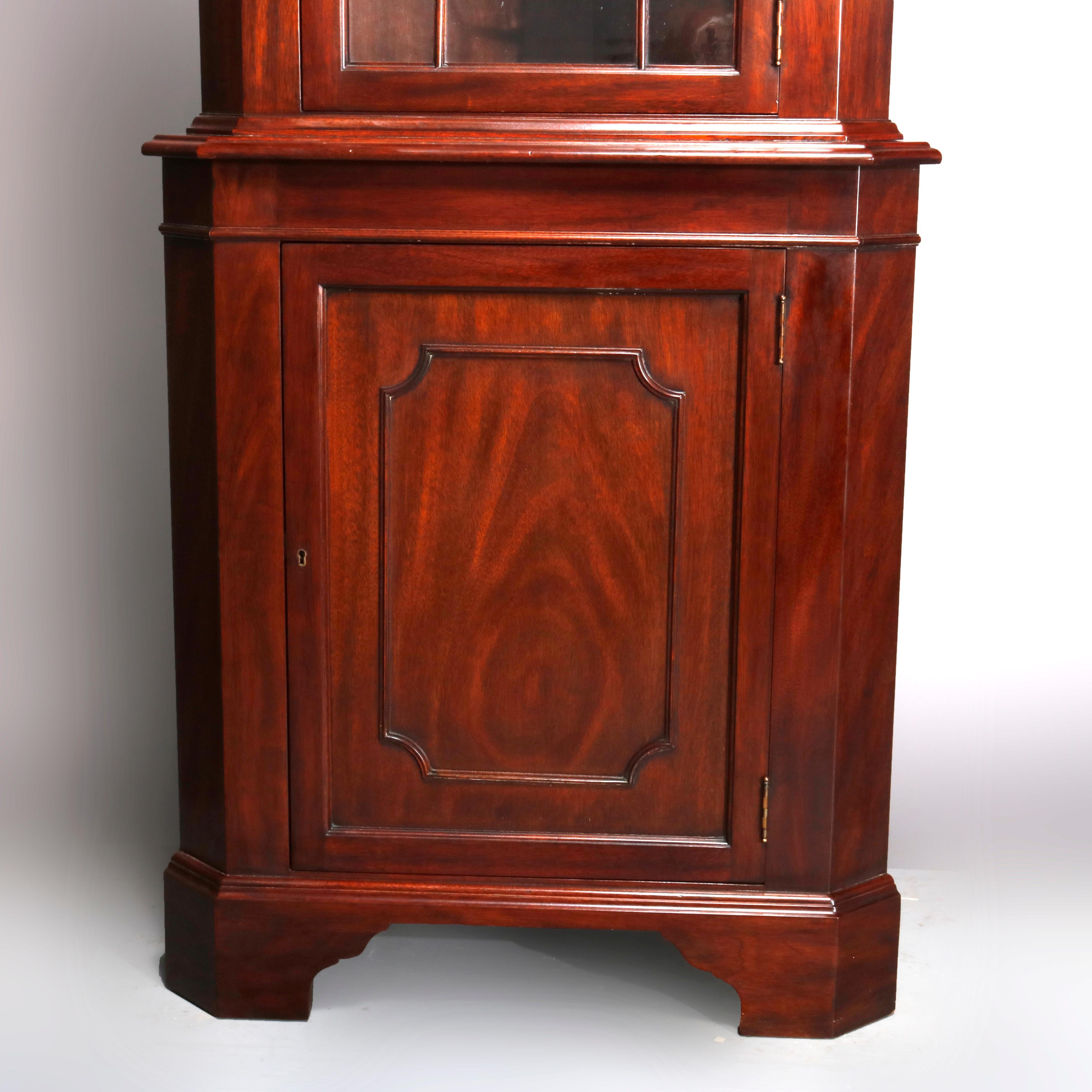 Carved Vintage Henkel Harris Georgian Style Mahogany Corner Cabinet, C1960