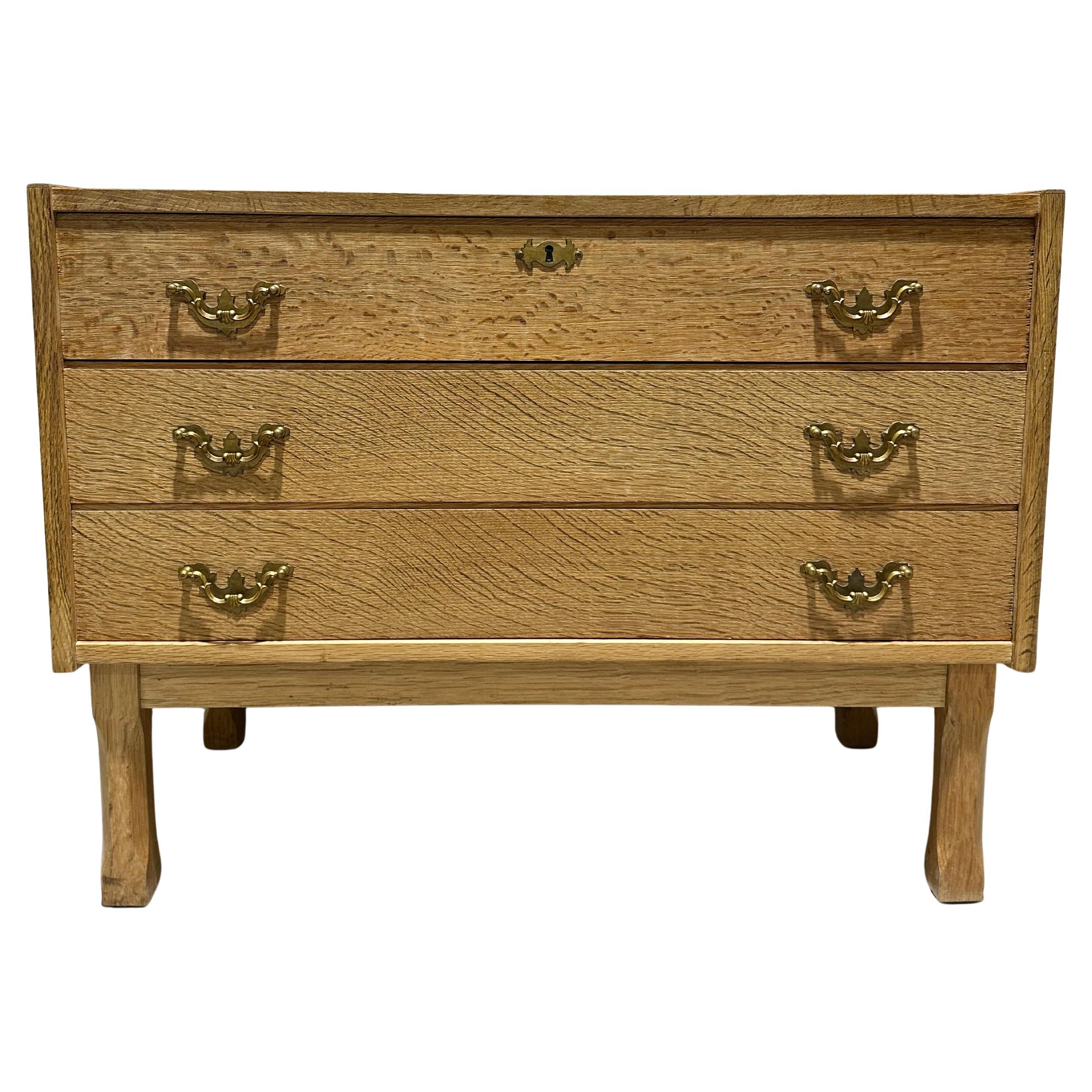 Vintage Henning Kjaernulf attrib. Danish Brutalist Oak Chest of Drawers