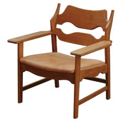 Vintage Henning Kjaernulf Razor Lounge Chair in Oak From Denmark, Circa 1960s