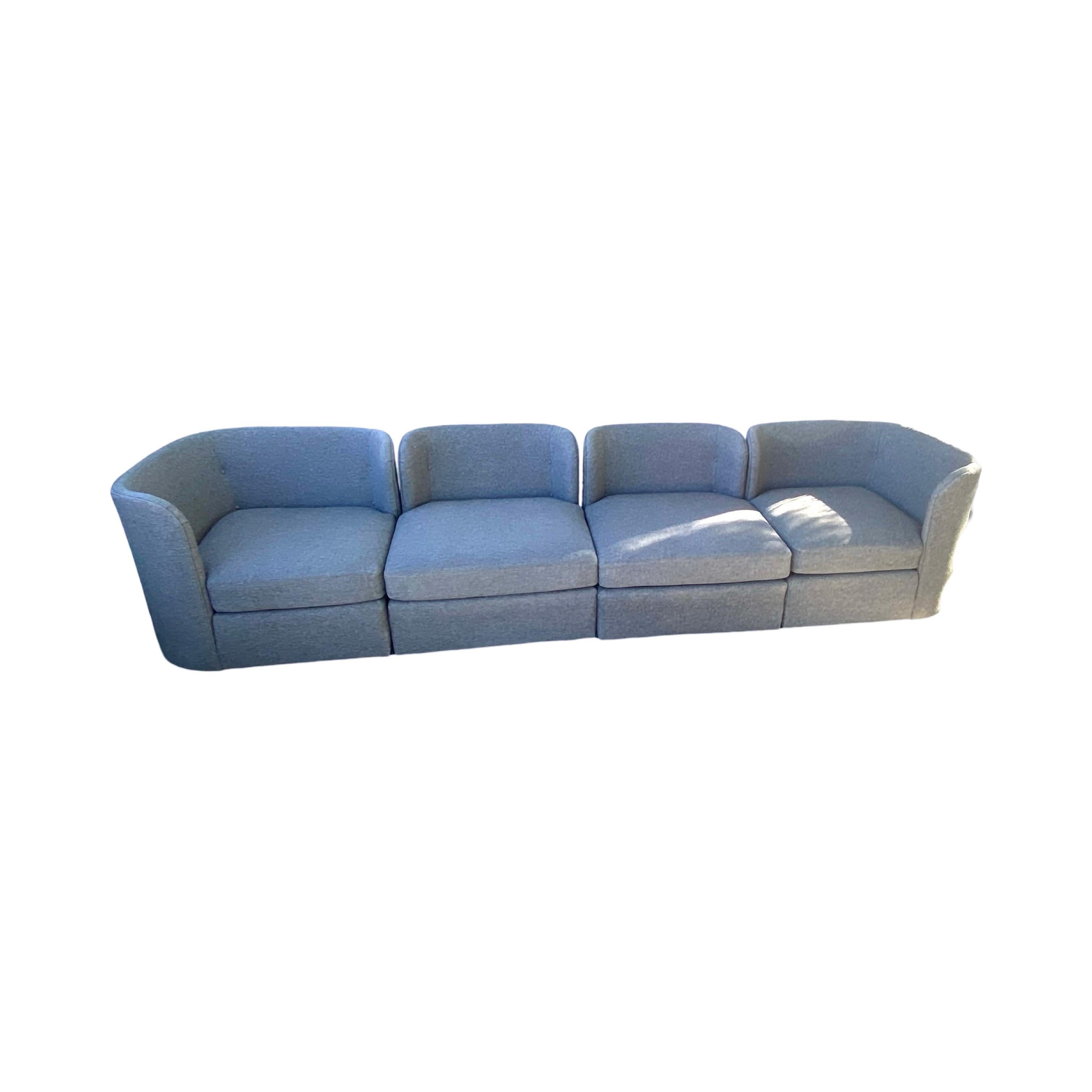 Vintage Henredon 5 PC Escultural Franela Gris Modular Sofá Seccional Set en Bueno estado para la venta en Palm Springs, CA