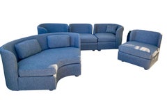 Henredon 5 PC ensemble de canapés sectionnels modulaires sculptés en flanelle grise vintage