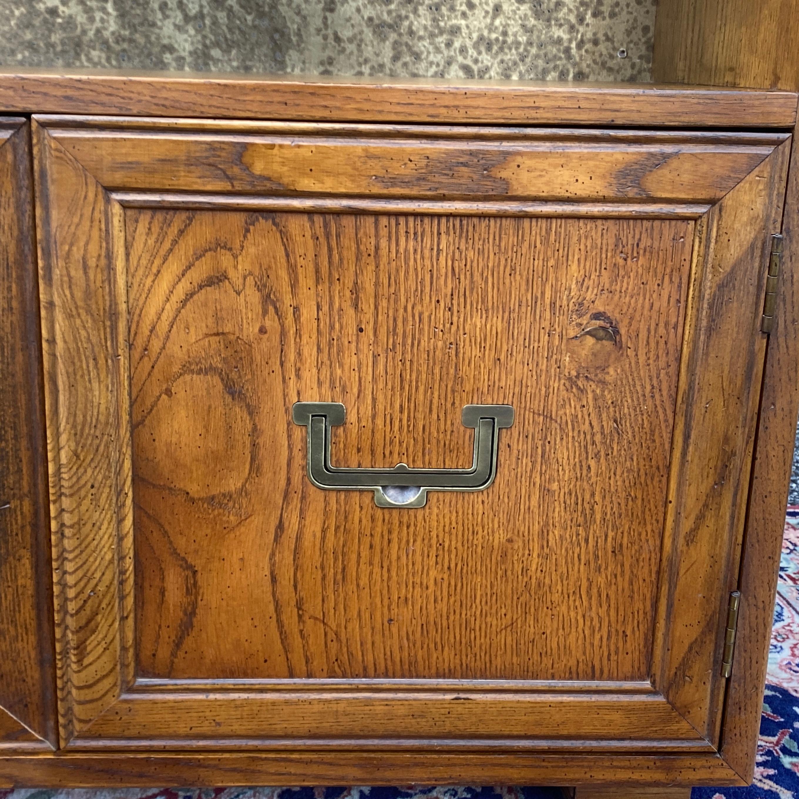 Vintage Henredon Artefacts Campaign Style Bookcase With Lower Cabinet 1