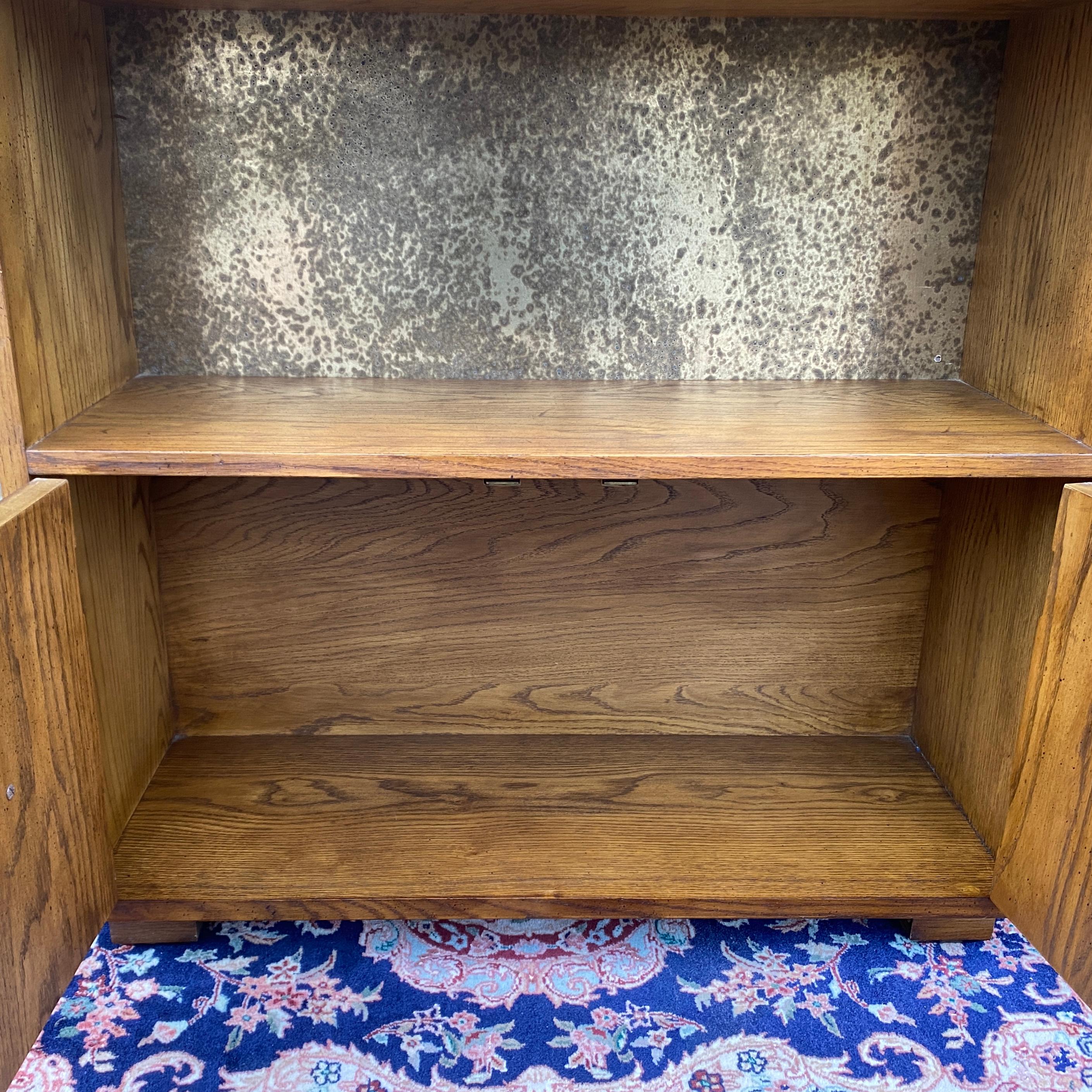 Vintage Henredon Artefacts Campaign Style Bookcase With Lower Cabinet 2