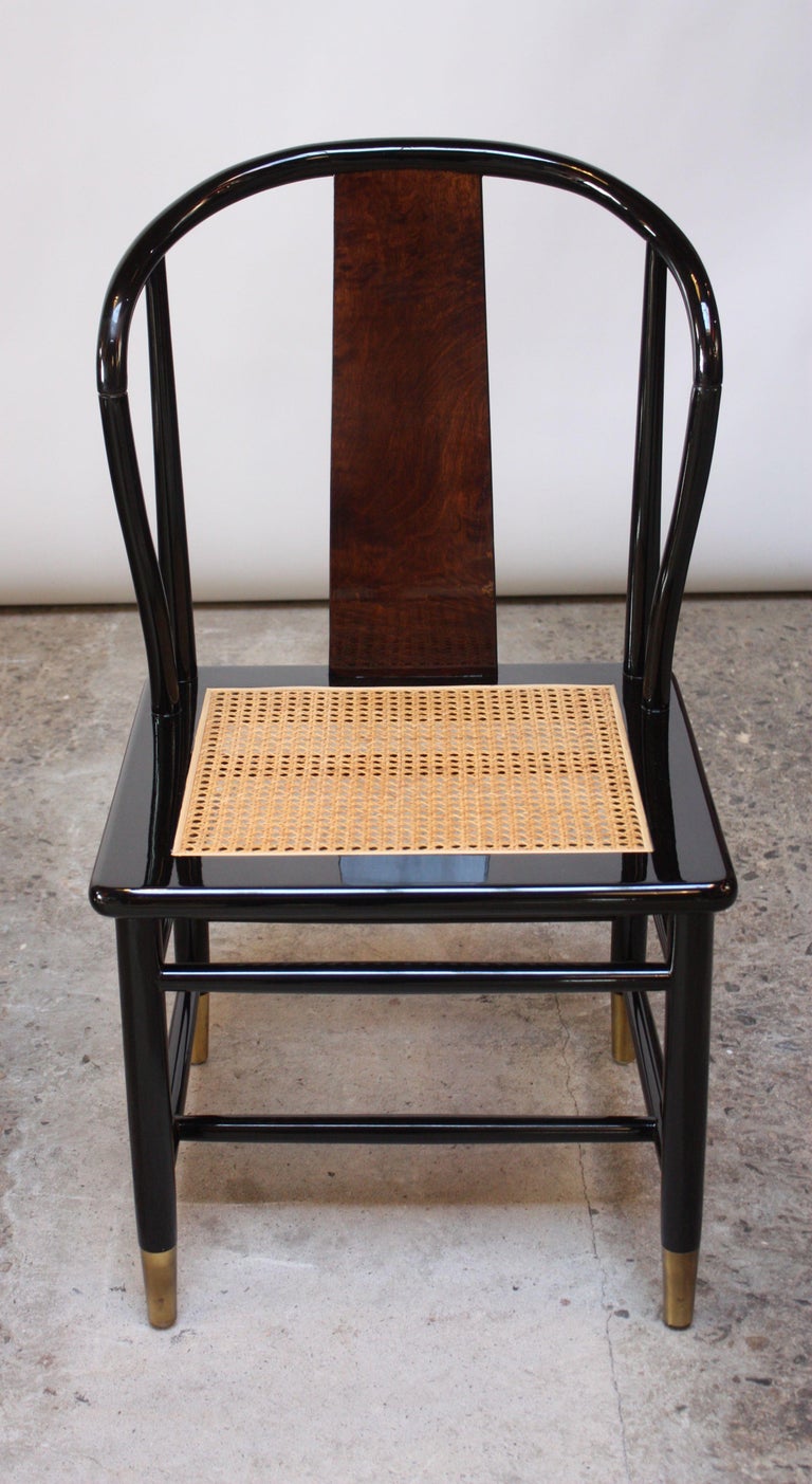Vintage Henredon Black Lacquer and Burl Dining Set For ...