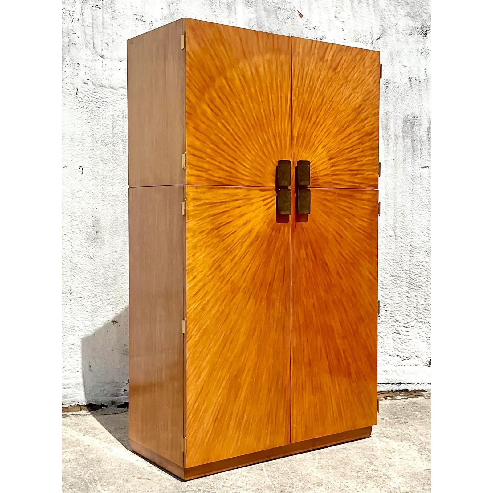 Vintage Henredon Bookmatched Burl Wood Arbus Armoire 1