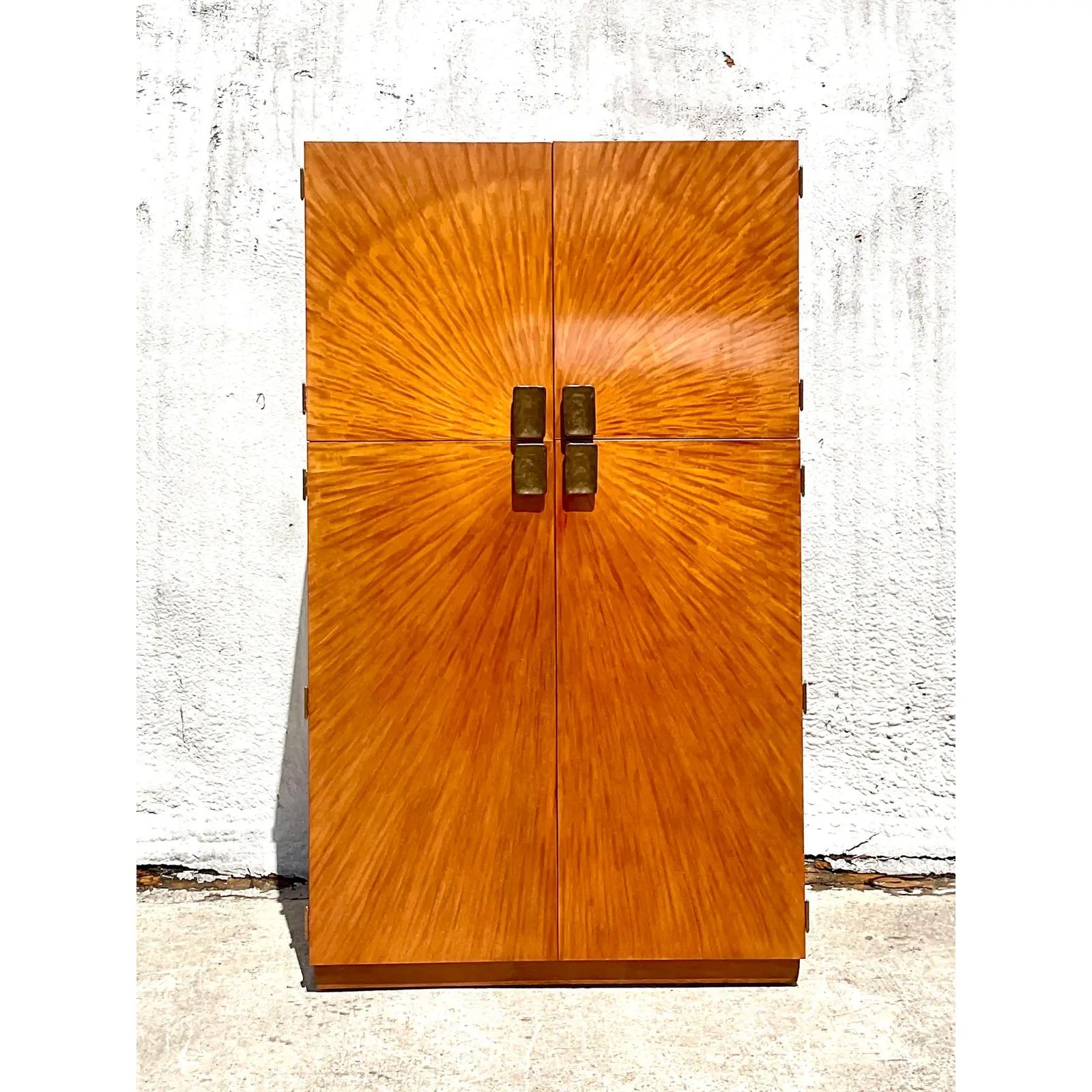 Vintage Henredon Bookmatched Burl Wood Arbus Armoire 2