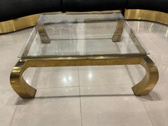 Vintage Henredon Brass Ming Cocktail Coffee Table Glass Top