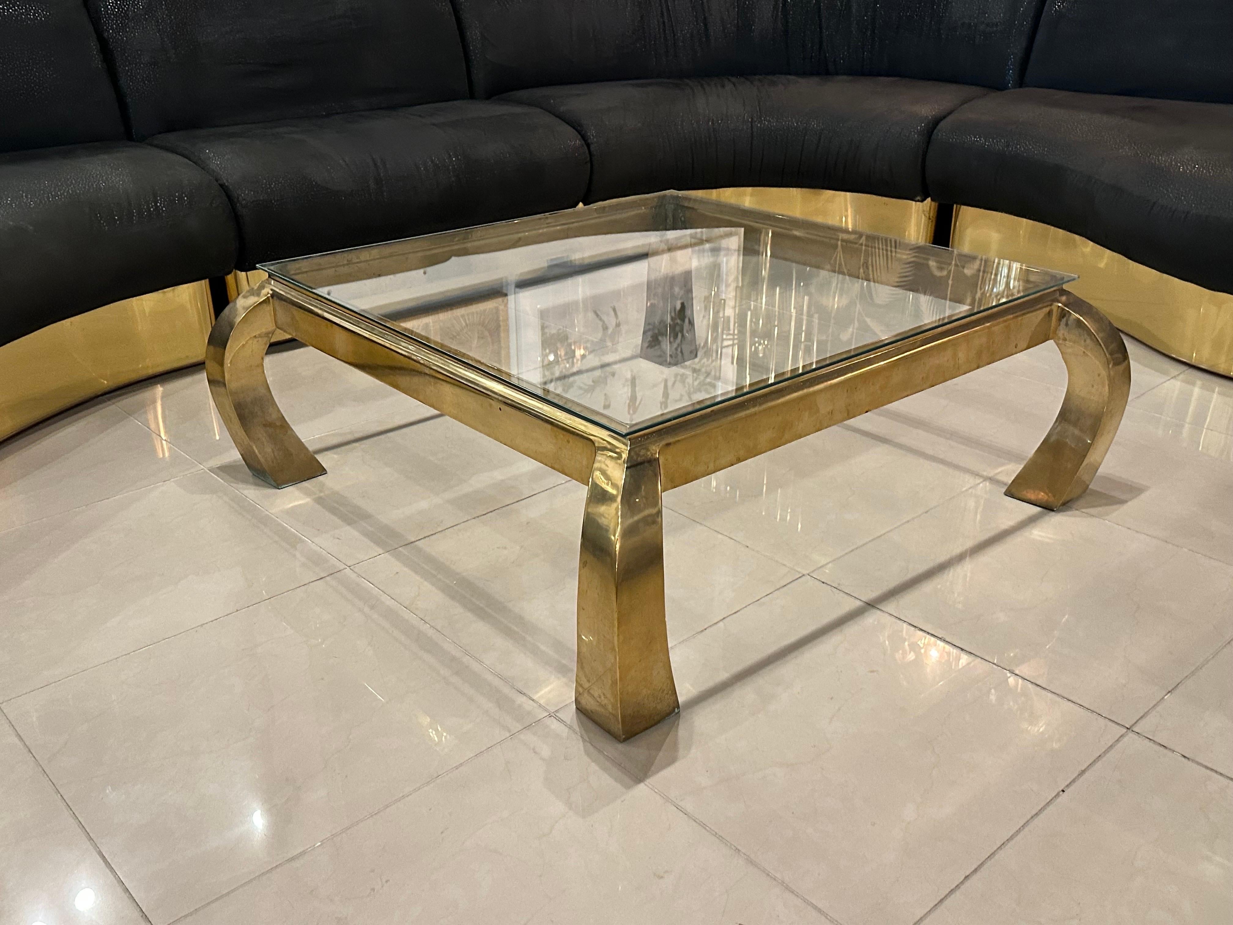henredon glass top coffee table