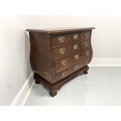 HENREDON Burl Walnut Chippendale Style Bombe Bachelor Chest