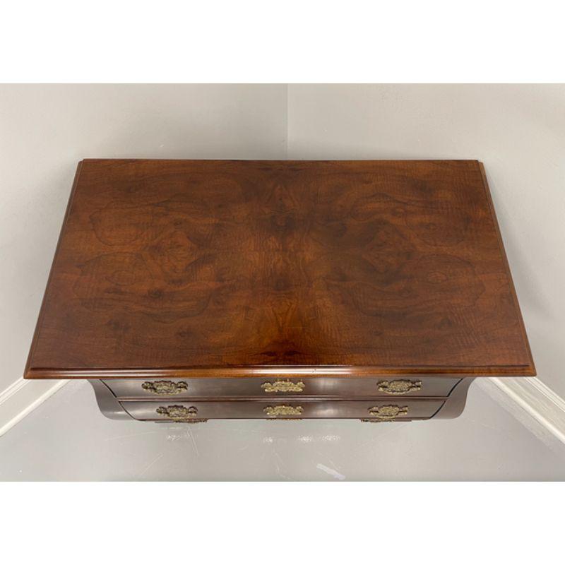 American HENREDON Burl Walnut Chippendale Style Bombe Bachelor Chest For Sale