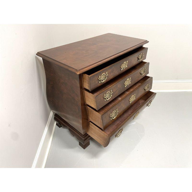 20th Century HENREDON Burl Walnut Chippendale Style Bombe Bachelor Chest For Sale