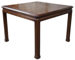 Vintage Henredon Burled Walnut Square Chinoiserie Breakfast Dining Table