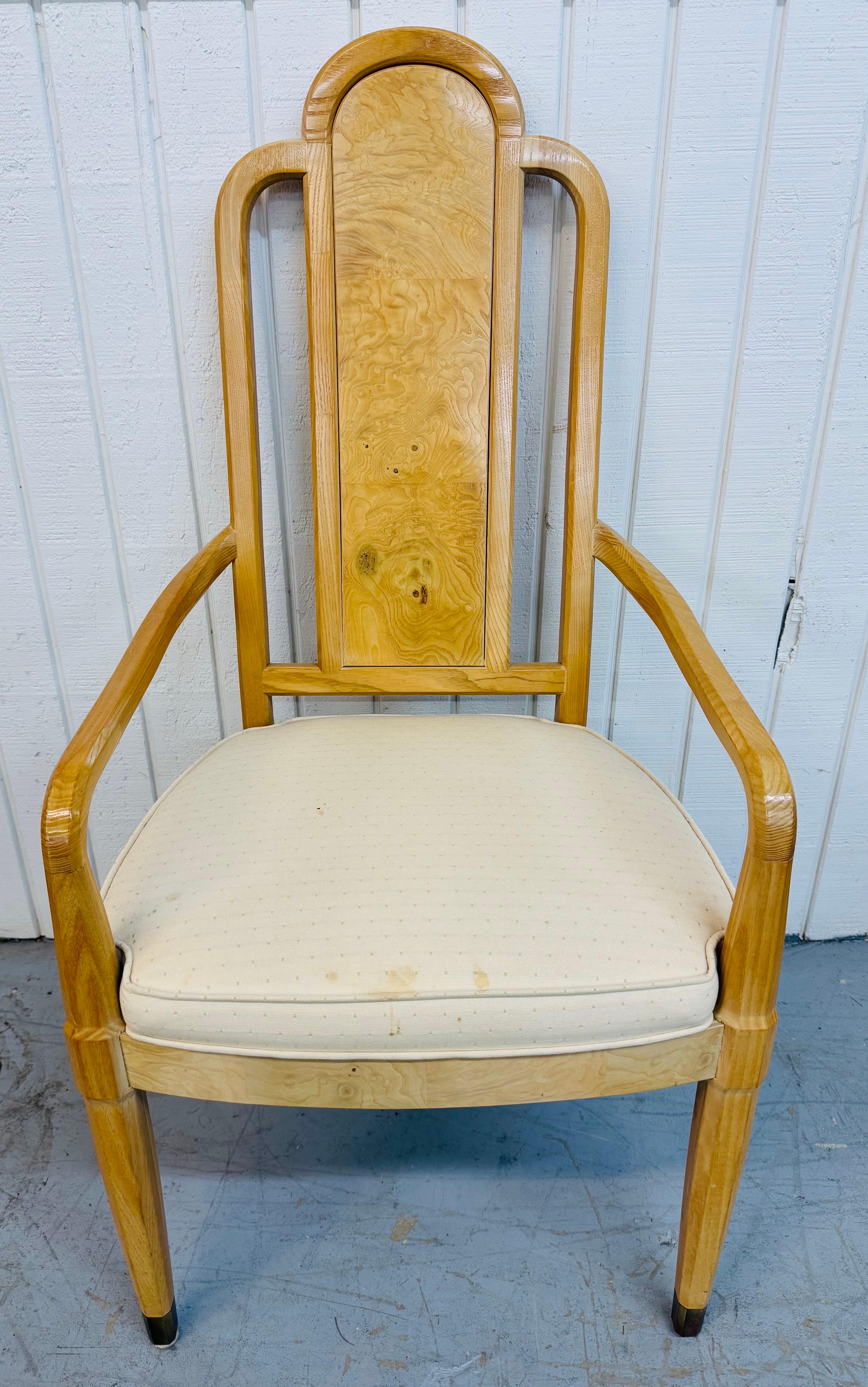 American Vintage Henredon Burled Wood Dining Chairs - Set of 6 For Sale