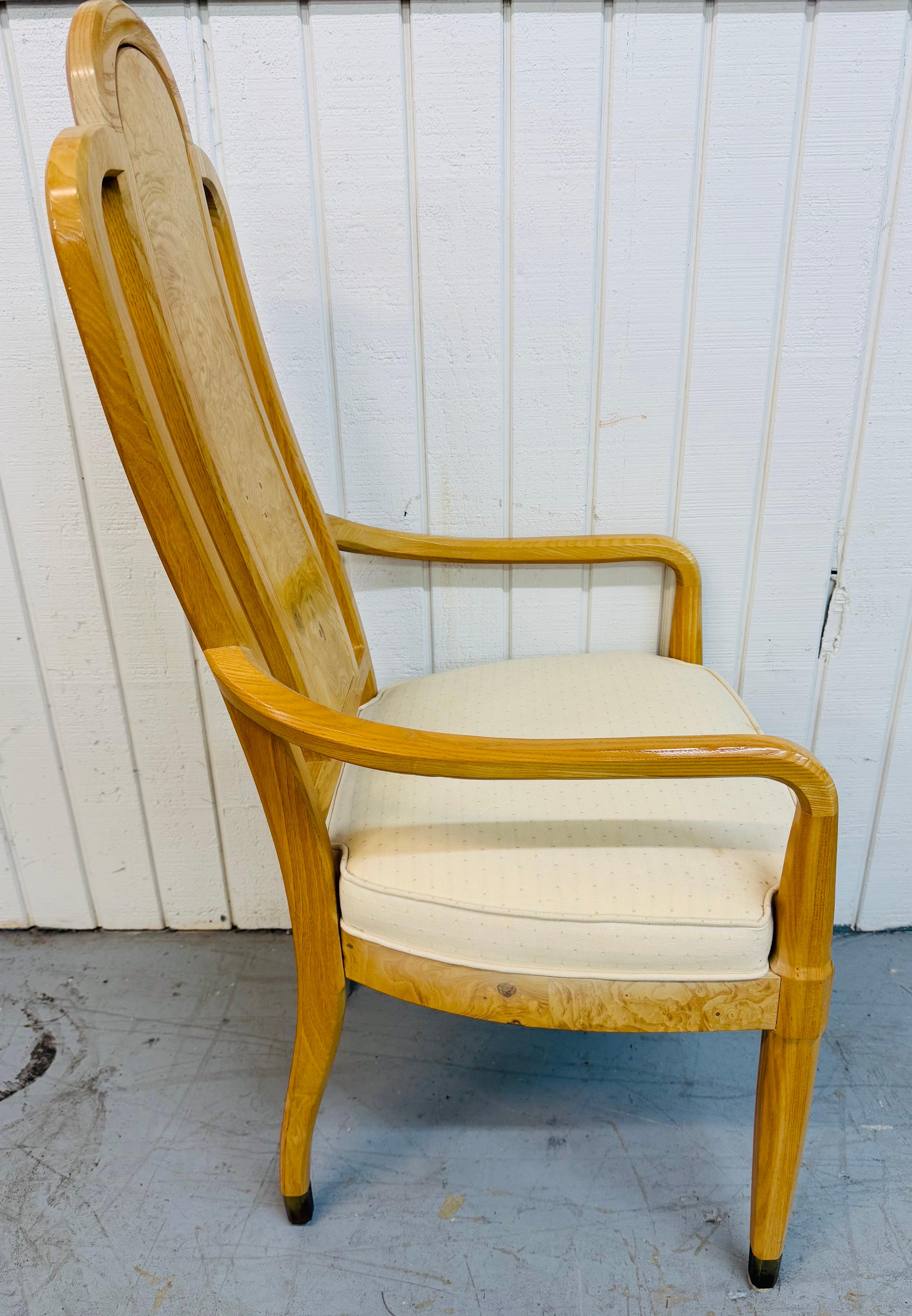Vintage Henredon Burled Wood Dining Chairs - Set of 6 In Good Condition For Sale In Clarksboro, NJ