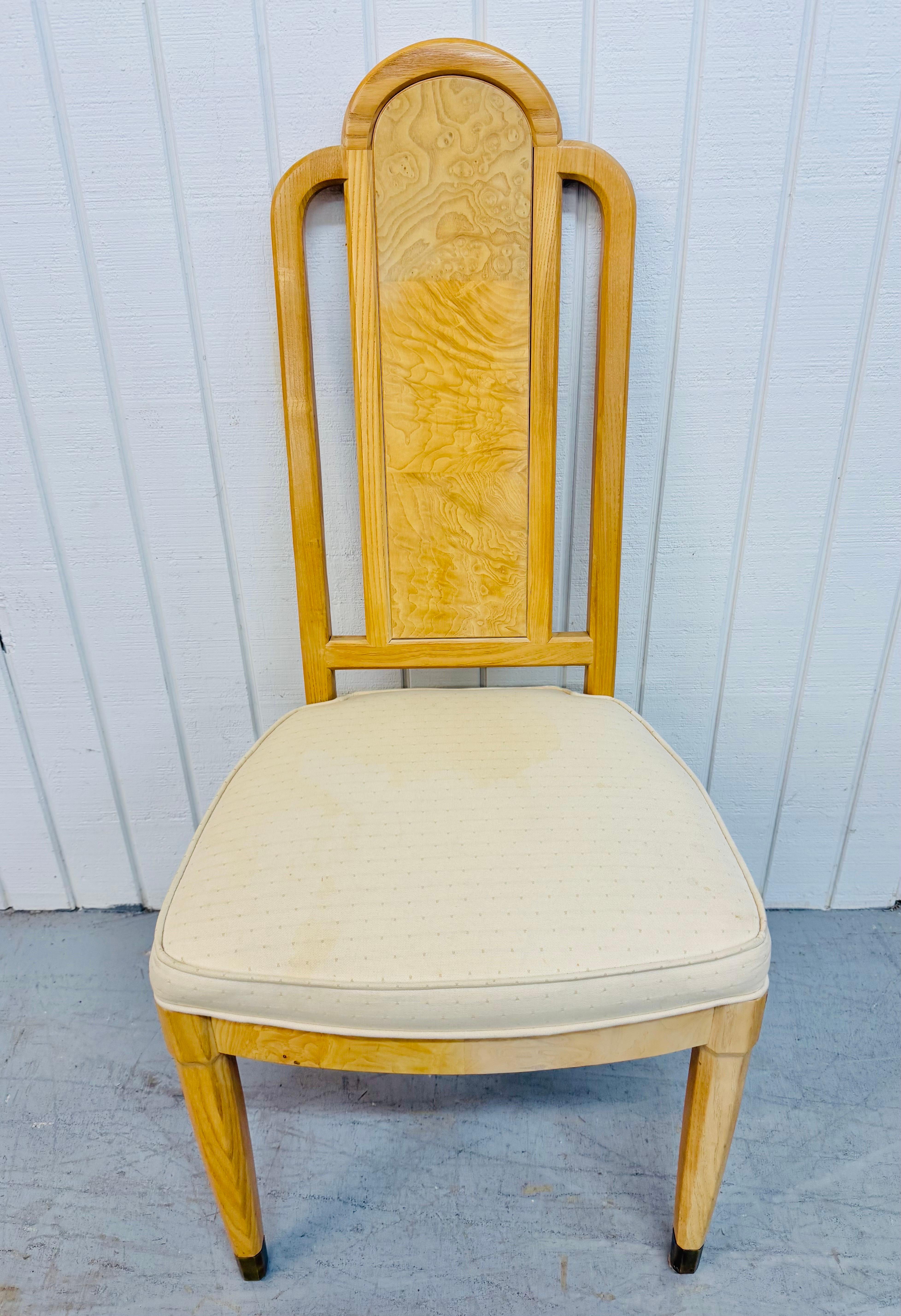 Upholstery Vintage Henredon Burled Wood Dining Chairs - Set of 6 For Sale