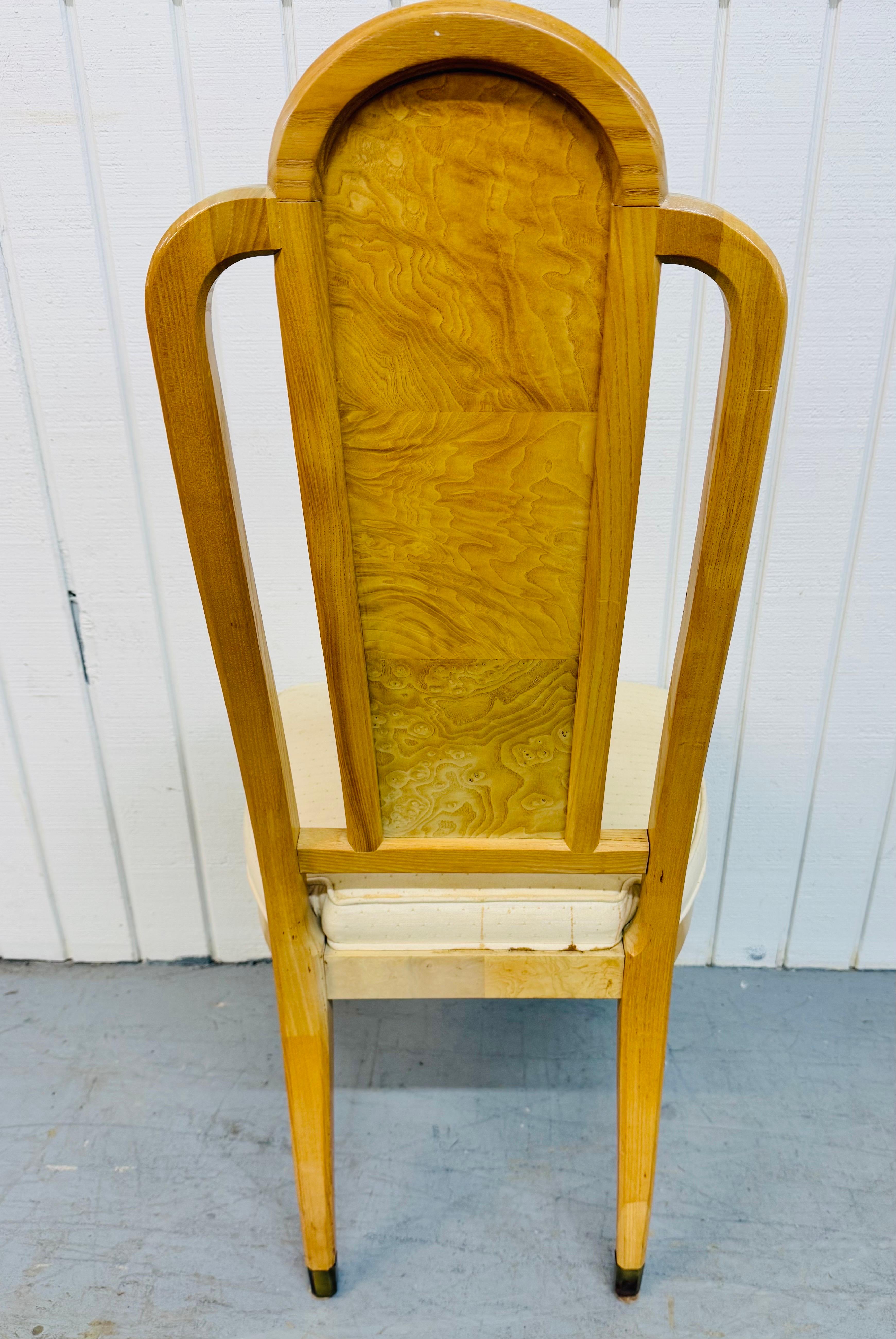 Vintage Henredon Burled Wood Dining Chairs - Set of 6 For Sale 2