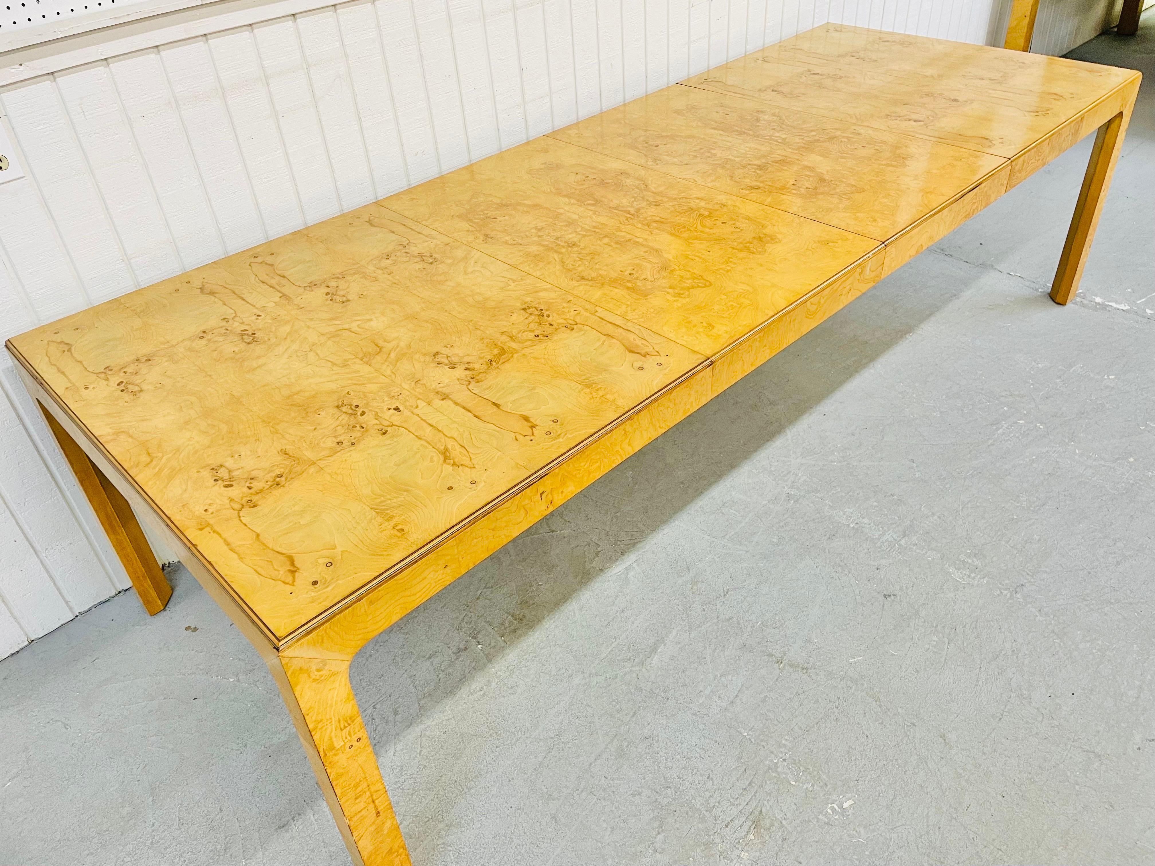 Vintage Henredon Burled Wood Dining Table For Sale 1