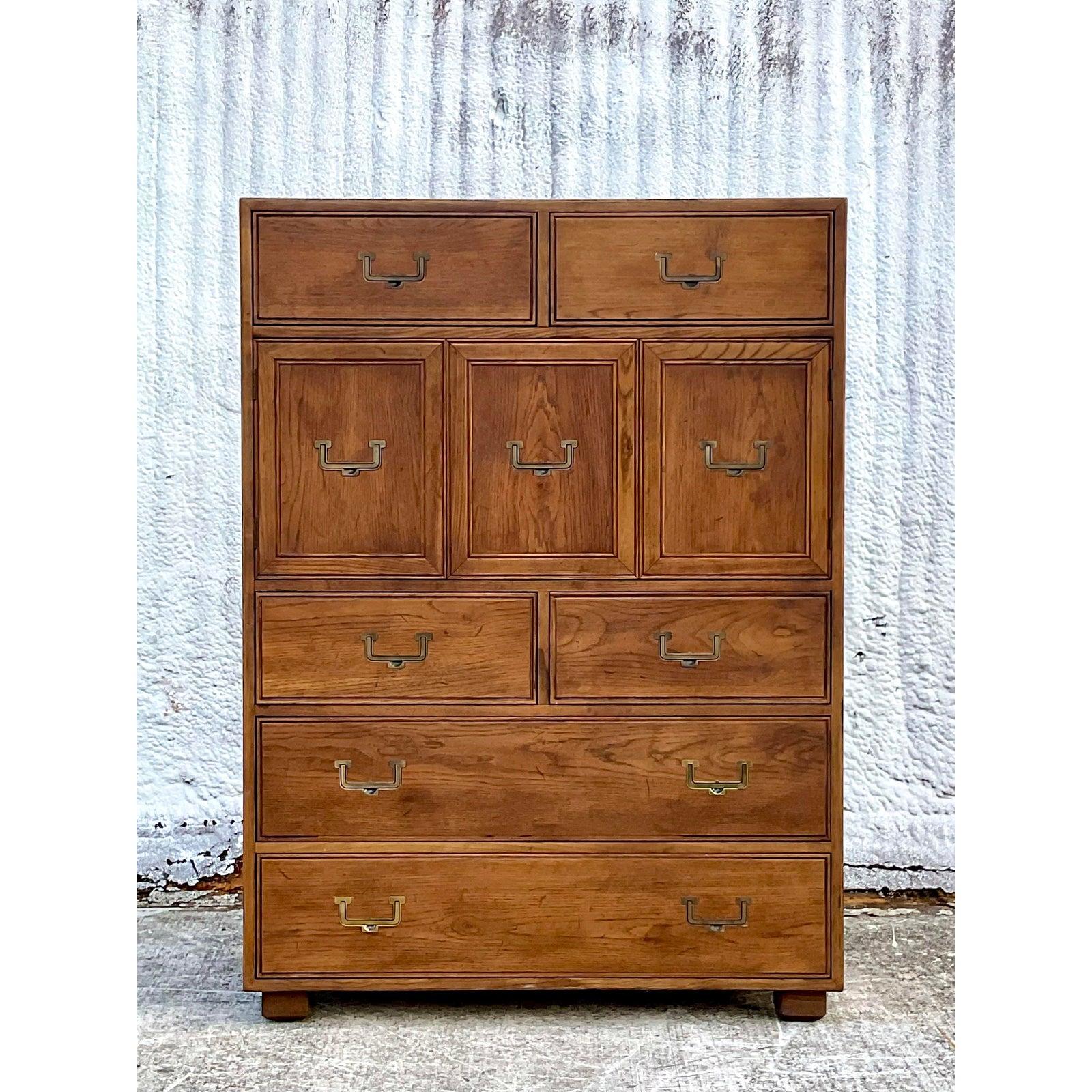 North American Vintage Henredon Campaign Gentlemen’s Chest of Drawers
