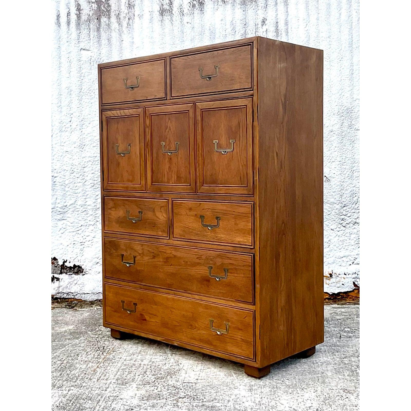 Vintage Henredon Campaign Gentlemen’s Chest of Drawers 1