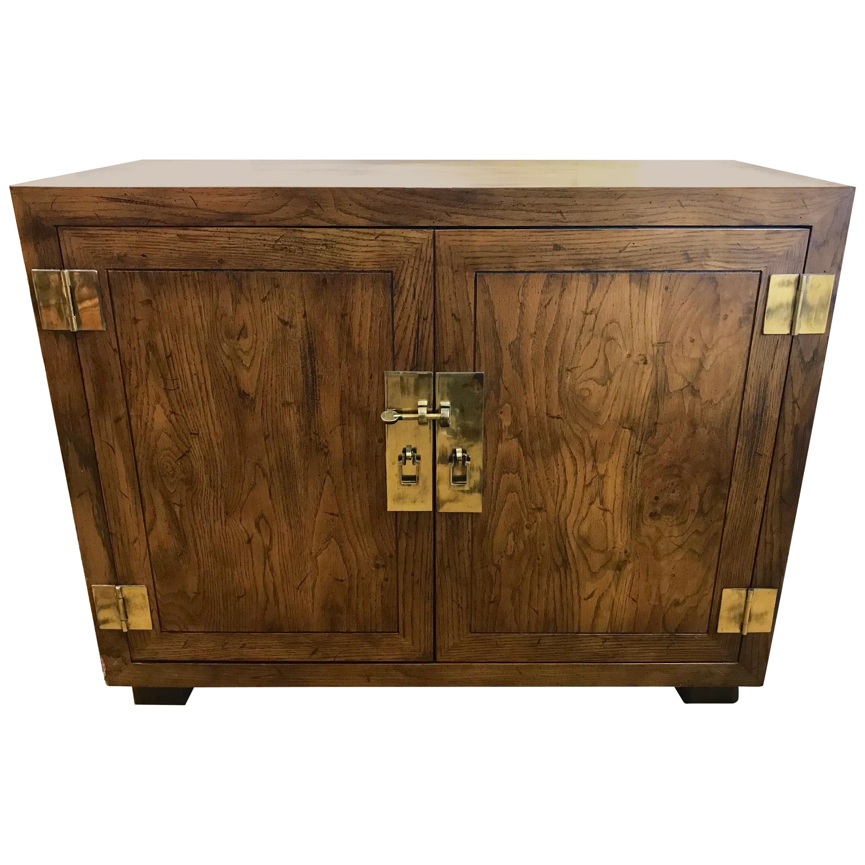 Vintage Henredon Campaign Style Server Credenza Cabinet