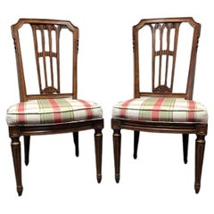 HENREDON Capri Mid Century Italian Neoclassical Dining Side Chairs - Pair