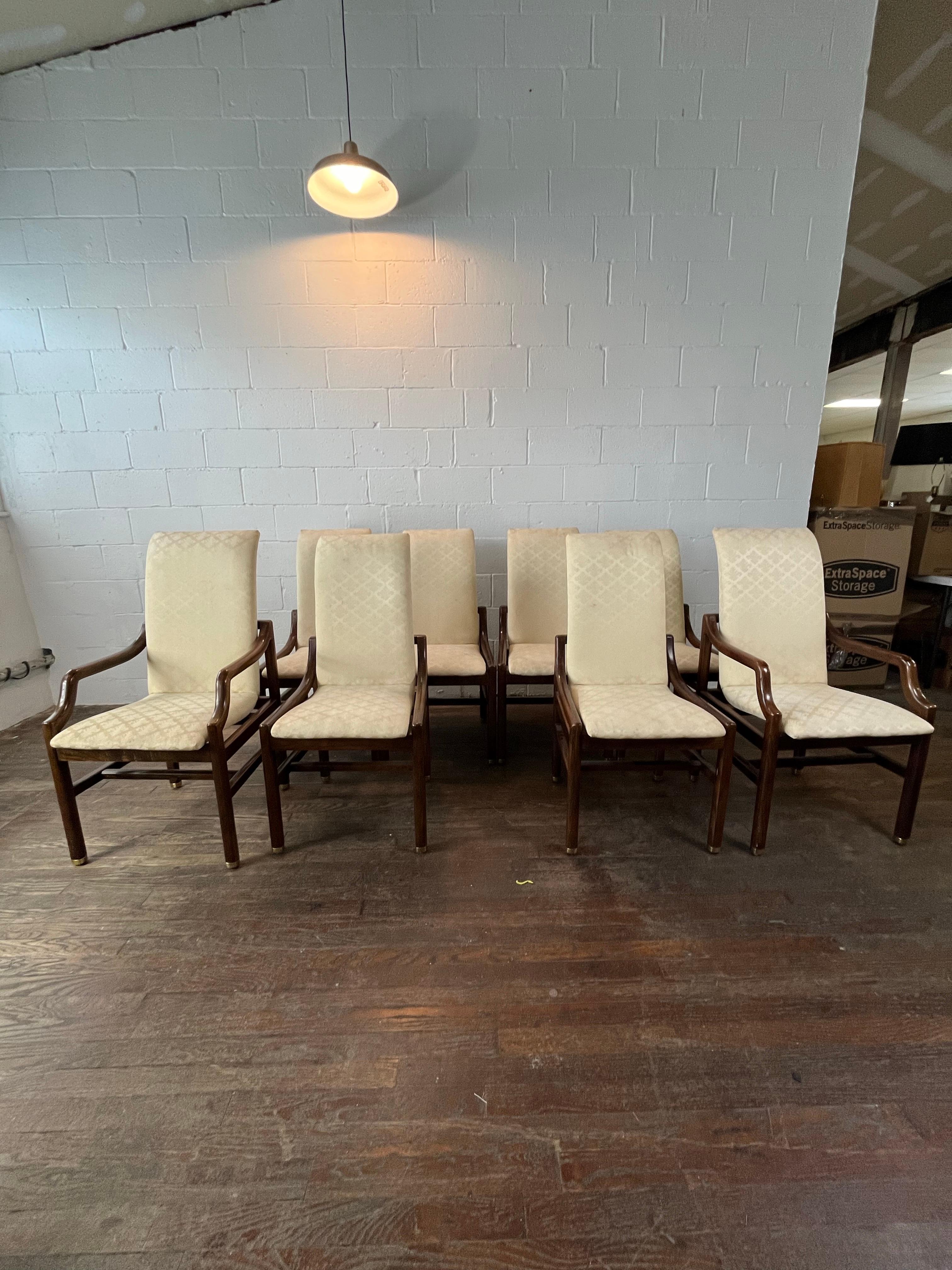 Mid-Century Modern Vintage Henredon Dining Chairs in Walnut set of 8 For Sale