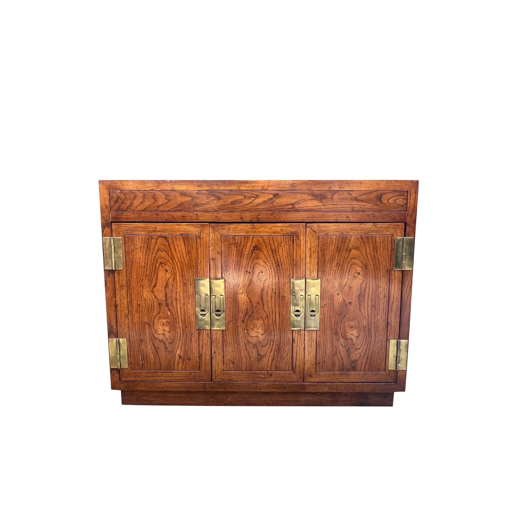 Vintage Henredon Dry Bar Cabinet in Campaign Style Scene 1 One 2
