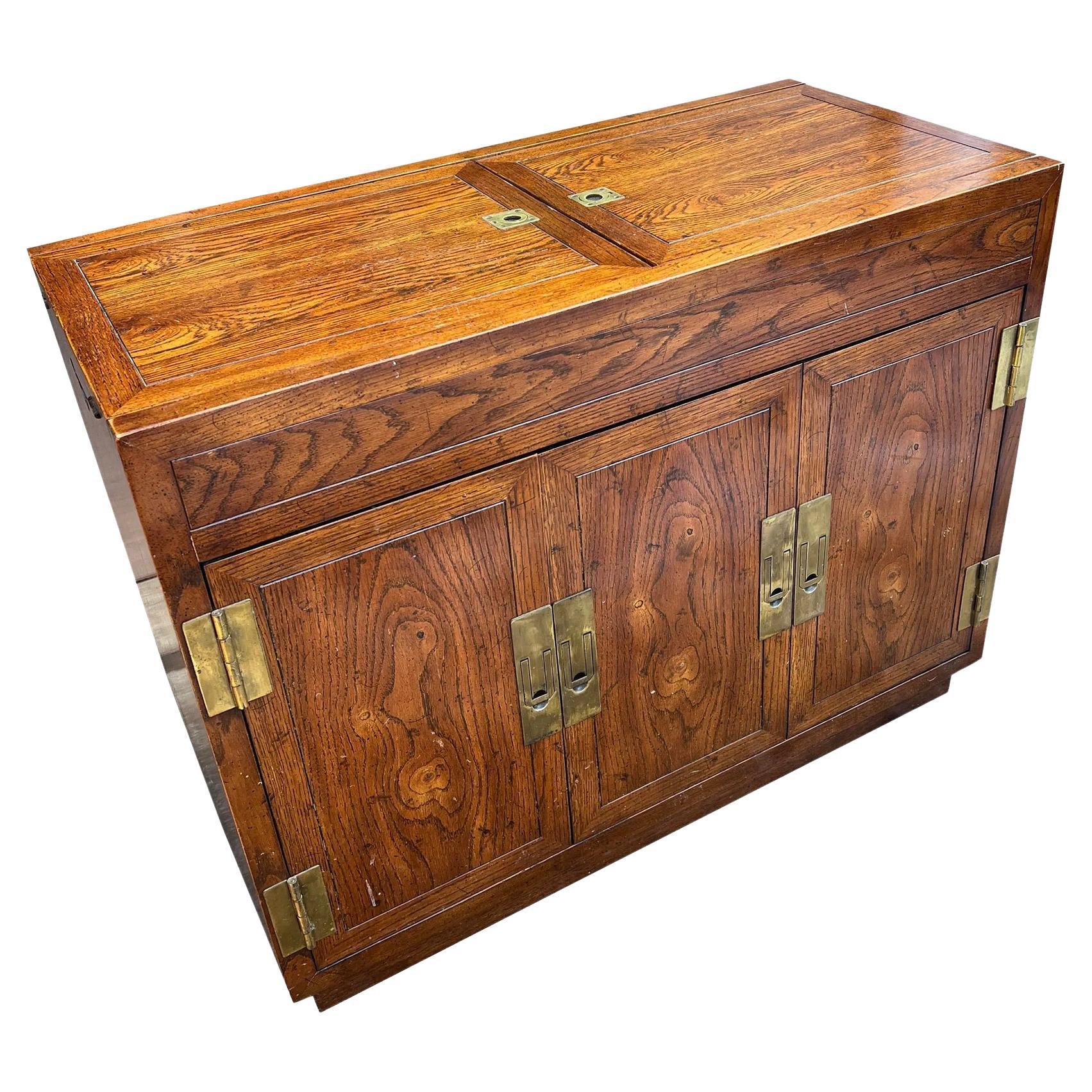 Vintage Henredon Dry Bar Cabinet in Campaigner Style Scene 1 One