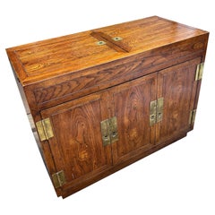 Vintage Henredon Dry Bar Cabinet in Campaign Style Scene 1 One
