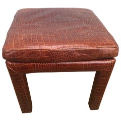 Tabouret ou banc Parsons vintage en faux cuir d'alligator Henredon