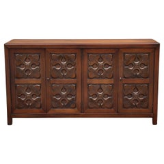 Vintage Henredon Fine Furniture Carved Four Door Credenza Vintage Henredon Fine Furniture Carved Four Door Credenza
