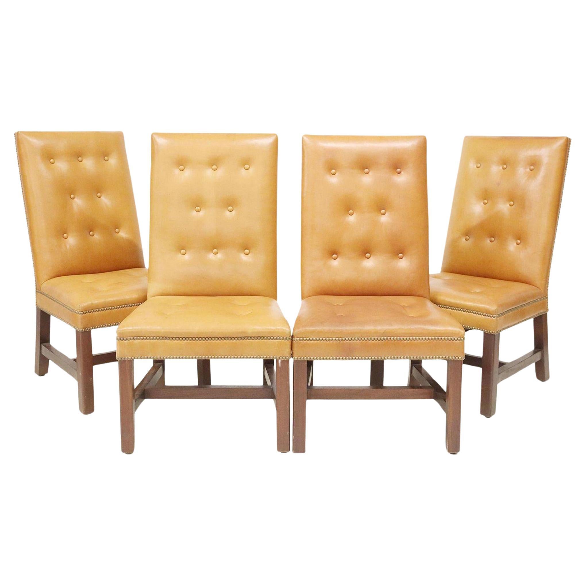 Vintage Henredon for Ralph Lauren Leather Dining Chairs, Set of Four For Sale