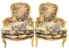 1970s Henredon French Louis XV Bergère Chairs, a Pair