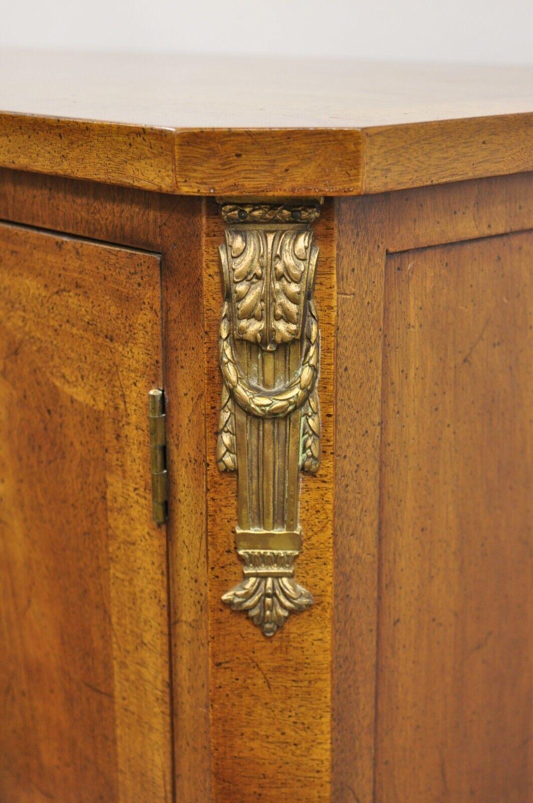 Brass Vintage Henredon French Louis XV Style Banded Walnut Tall Chest Dresser
