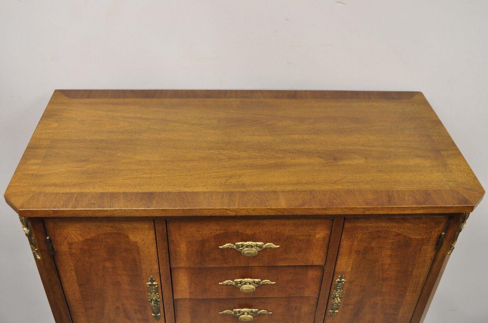 Vintage Henredon French Louis XV Style Banded Walnut Tall Chest Dresser 2