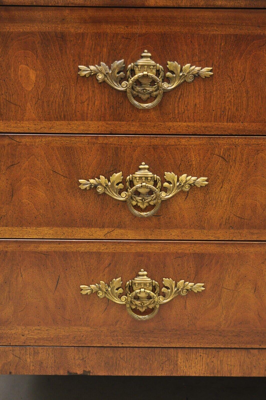 Vintage Henredon French Louis XV Style Walnut 9 Drawer Triple Dresser 1