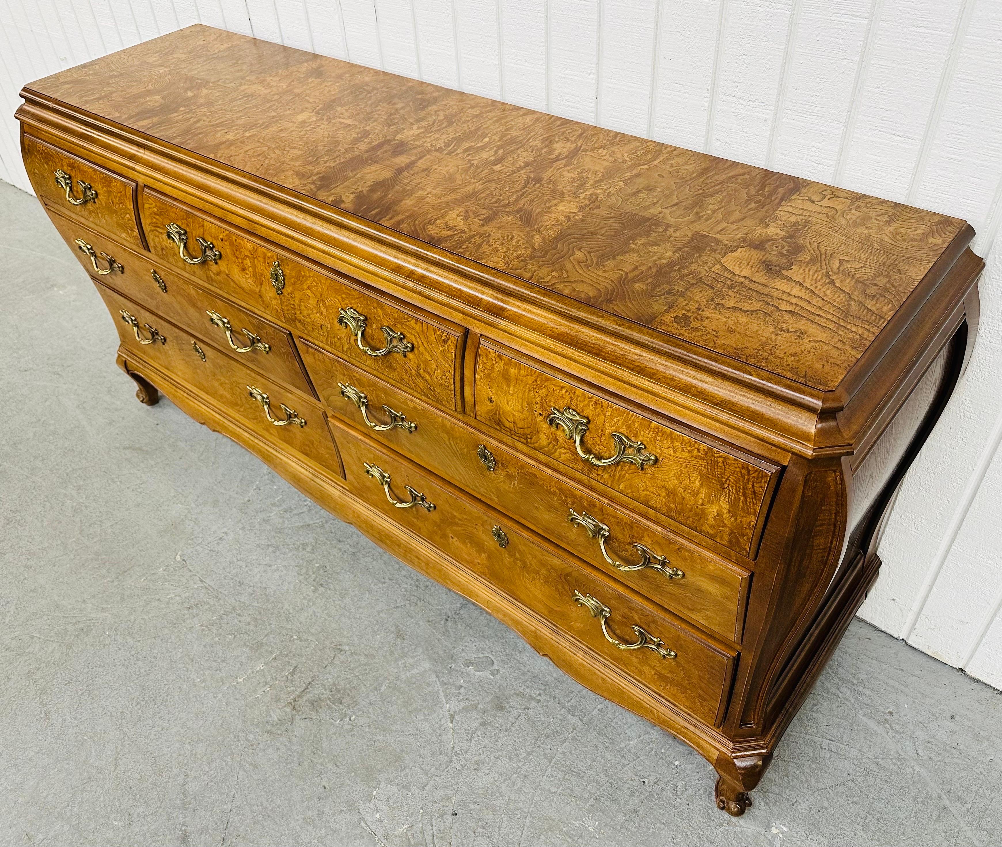 20th Century Vintage Henredon French Provincial Burled Wood Dresser For Sale