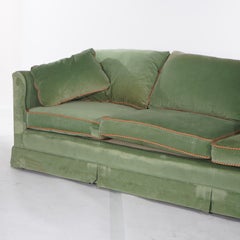 Vintage Henredon Hollywood Regency Sage Green Velvet Sofa 20thC