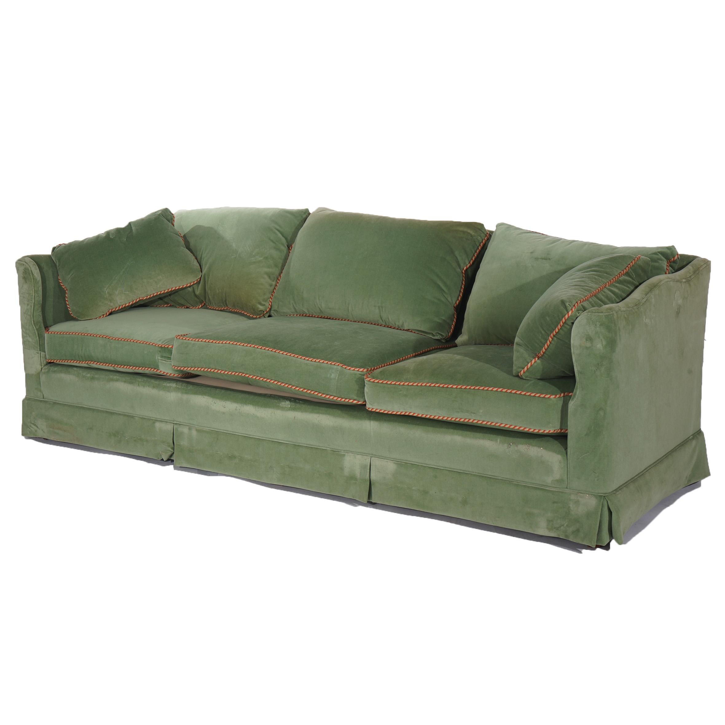 Vintage Henredon Hollywood Regency Sage Green Velvet Sofa 20thC In Good Condition In Big Flats, NY