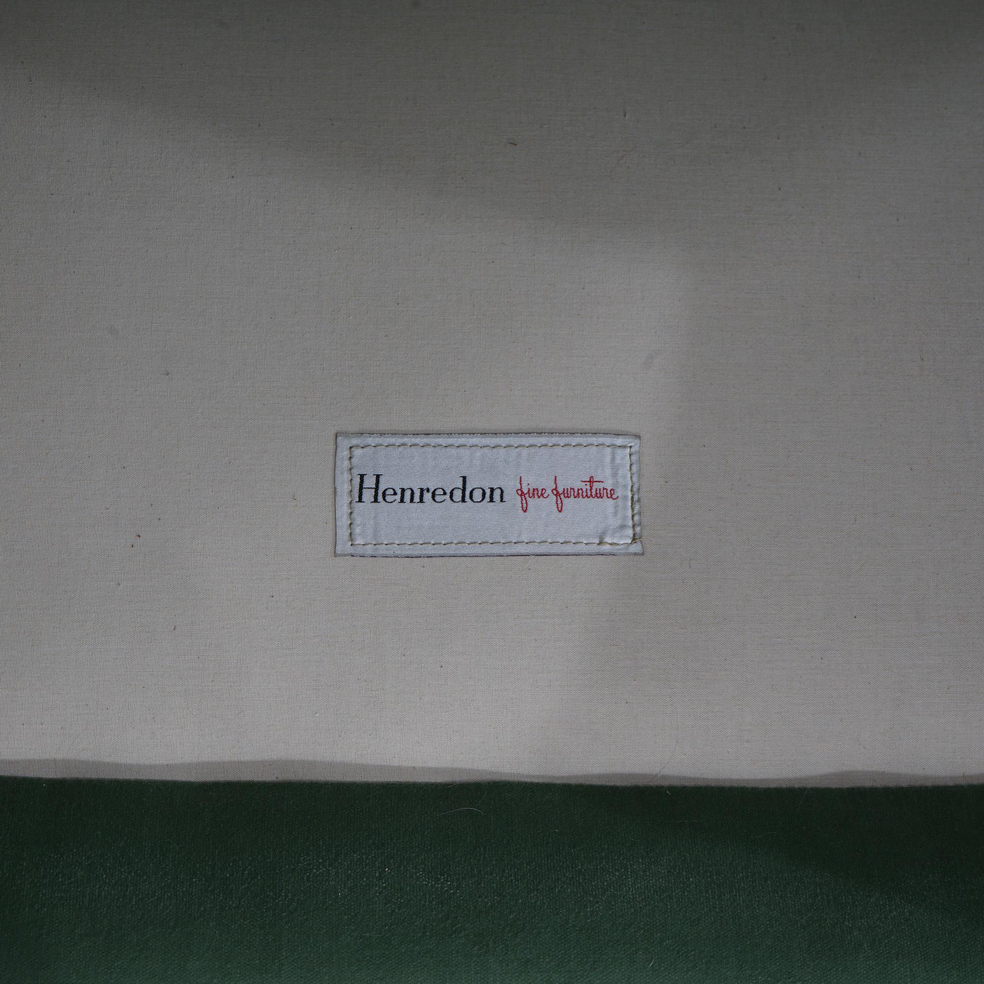 Upholstery Vintage Henredon Hollywood Regency Sage Green Velvet Sofa 20thC