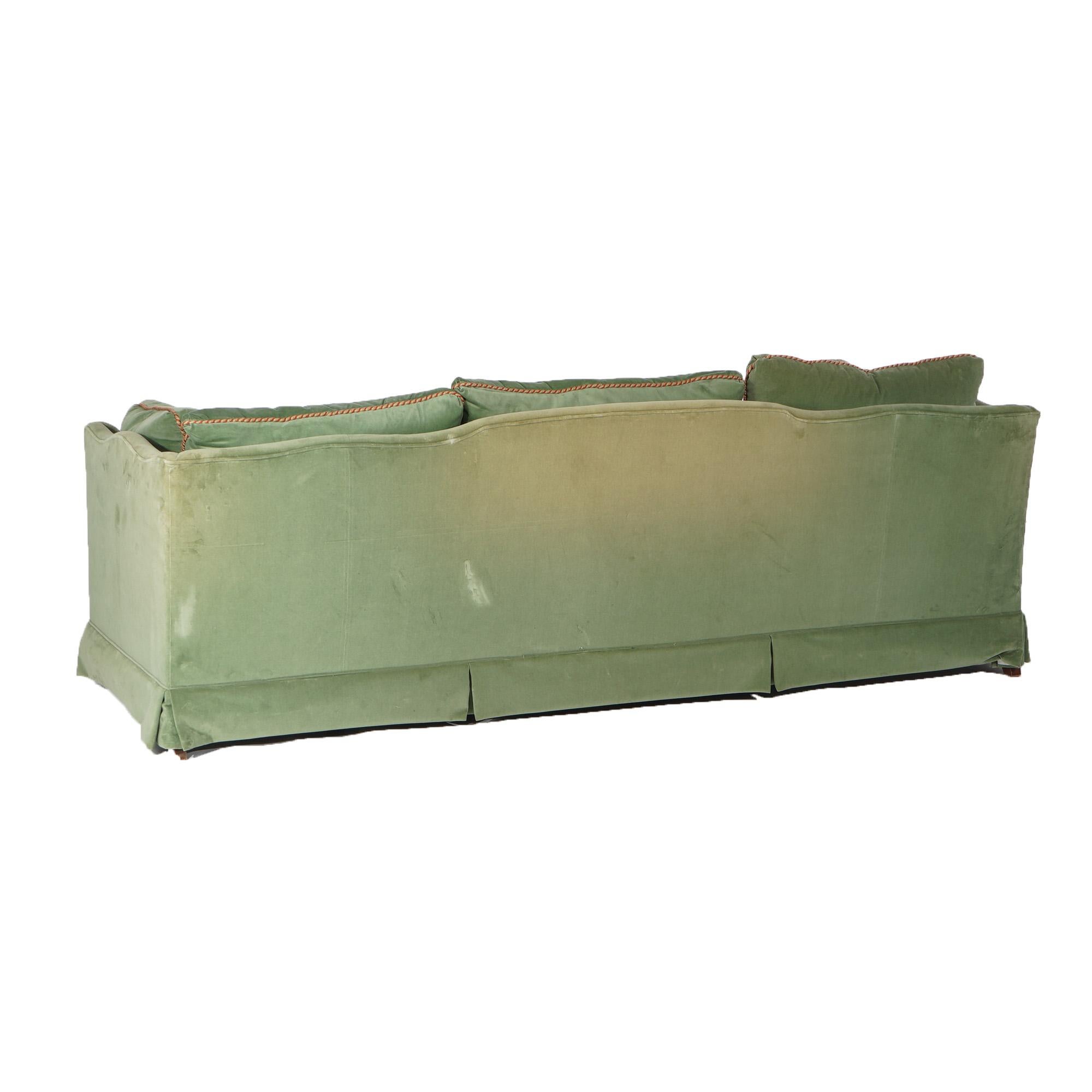 Vintage Henredon Hollywood Regency Sage Green Velvet Sofa 20thC 2