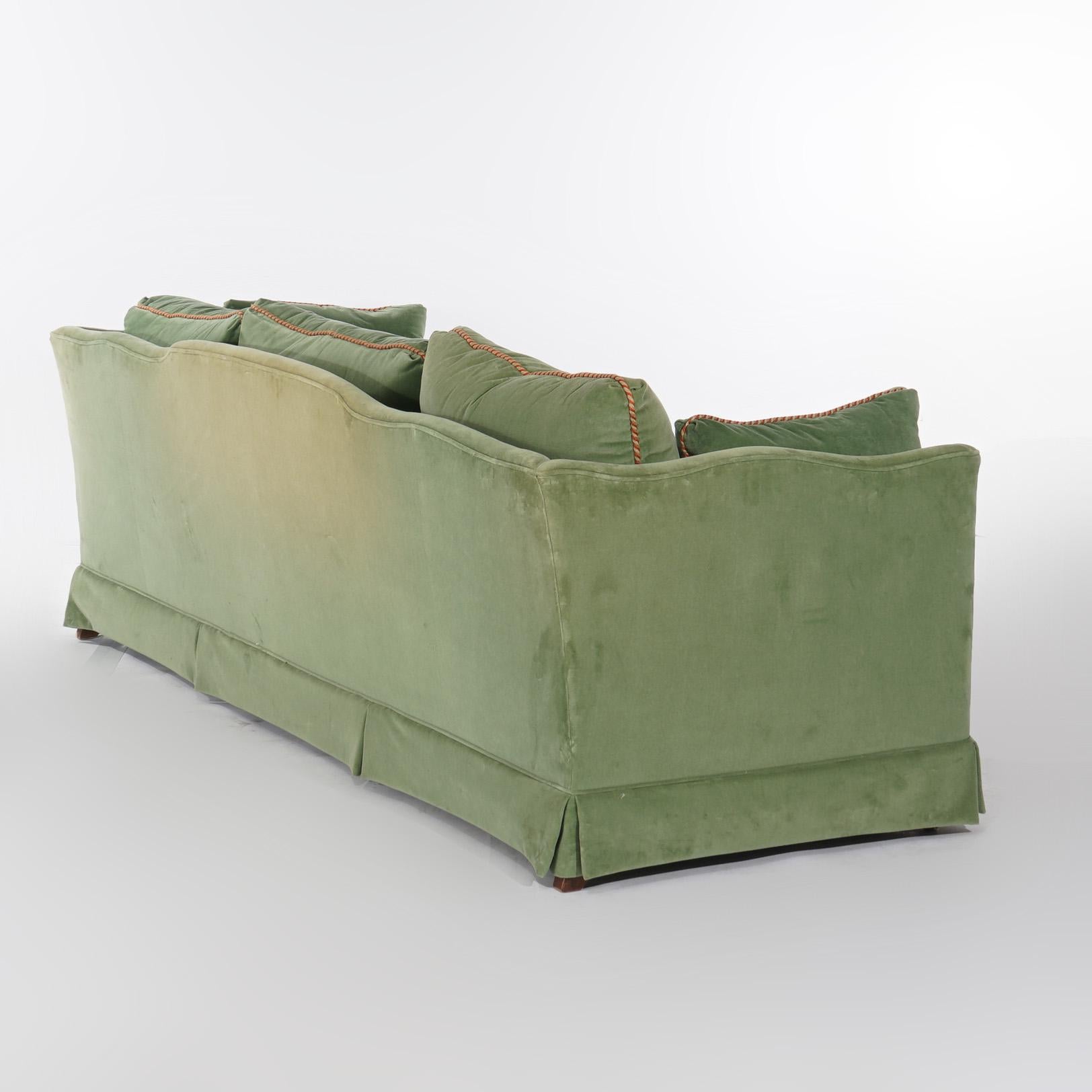 Vintage Henredon Hollywood Regency Sage Green Velvet Sofa 20thC 3