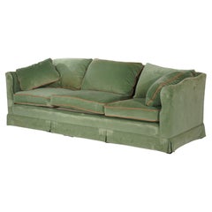 Vintage Henredon Hollywood Regency Sage Green Velvet Sofa 20thC