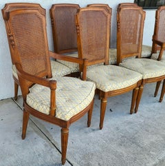 Vintage Henredon Italian Cane Back Dining Chairs - Set of 8