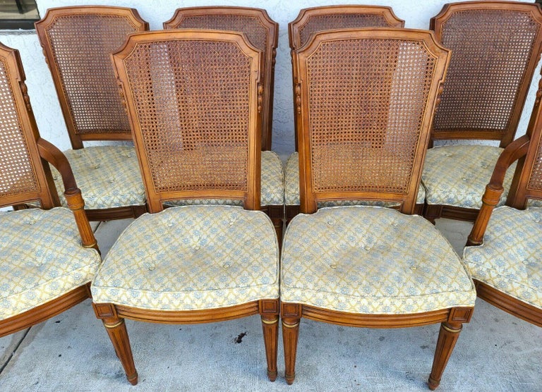 Vintage Henredon Italian Cane Back Dining Chairs Set of 8 at 1stDibs