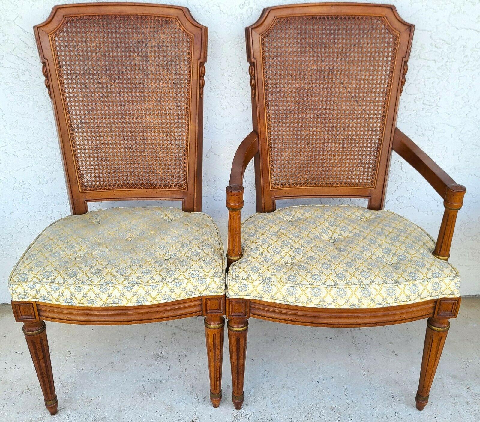 Vintage Henredon Italian Cane Back Dining Chairs - Set of 8 In Good Condition In Lake Worth, FL
