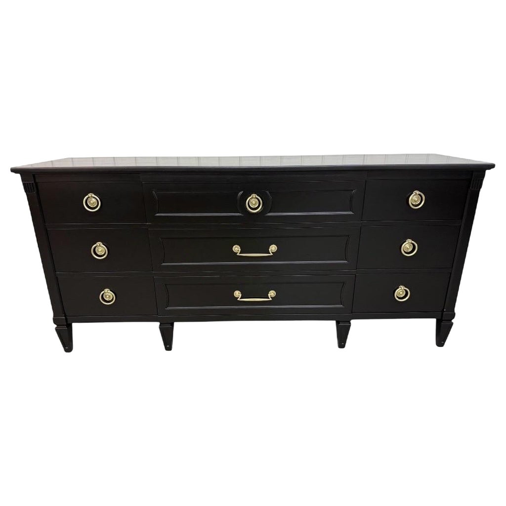 Vintage Henredon - Comò nero a 9 cassetti in stile italiano
